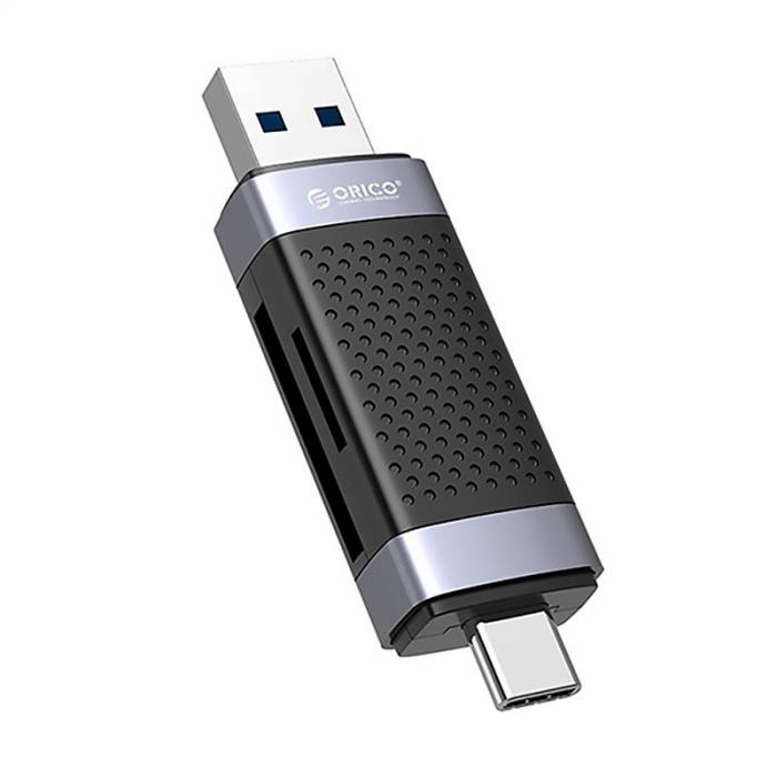 Карты памяти - Картридер Orico CD2D-AC2-BK-EP TF/SD для карт памяти, USB + USB-C (черный) - быстрый заказ от производителя