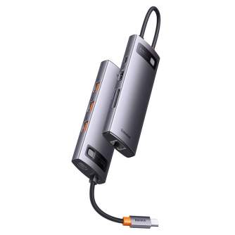 Новые товары - Hub 8in1 Baseus StarJoy Series, USB-C to 3x USB 3.1 + HDMI + USB-C PD + RJ45 + microSD/SD WKWG080213 - быстрый за