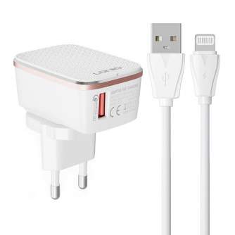 Kabeļi - LDNIO Wall charger A1204Q 18W + Lightning cable A1204Q Lightning - быстрый заказ от производителя