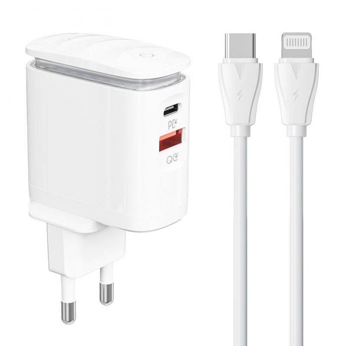 Wall charger - Wall charger LDNIO A2423C USB, USB-C + USB-C - Lightning cable A2423C Type - quick order from manufacturer