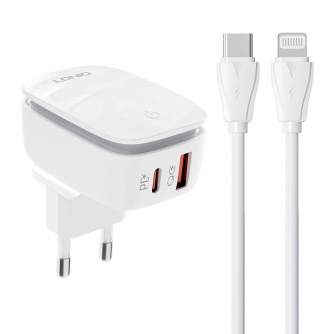 Wall charger - Wall charger LDNIO A2425C USB, USB-C + USB-C - Lightning cable A2425C Type - quick order from manufacturer