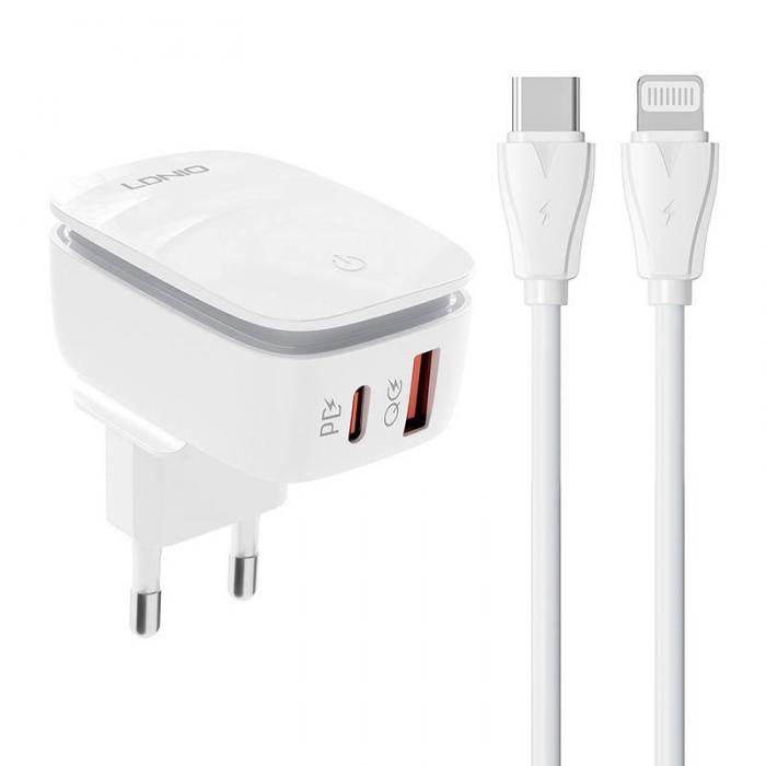 Mobilo tālruņu, planšetdatoru, GPS lādētāji - Wall charger LDNIO A2425C USB, USB-C + USB-C - Lightning cable A2425C Type - ātri pasūtīt no ražotāja