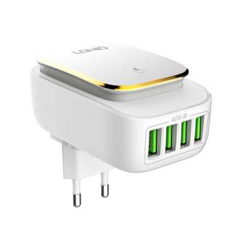 Telefonų, planšetinių kompiuterių ir GPS įkrovikliai - Wall charger LDNIO A4405 4USB, LED lamp + USB-C Cable A4405 Type C - быст