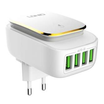 Mobilo tālruņu, planšetdatoru, GPS lādētāji - Wall charger LDNIO A4405 4USB, LED lamp + Lightning Cable A4405 Lightning - ātri pasūtīt no ražotāja