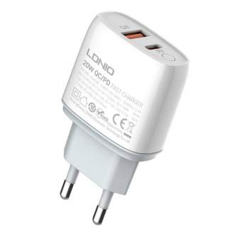 Telefonų, planšetinių kompiuterių ir GPS įkrovikliai - Wall charger LDNIO A2424C USB, USB-C 20W + USB-C - Lightning Cable A2424C