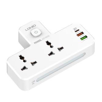 Vairs neražo - LDNIO SC2311 Power Strip with 2 AC Outlets, 2USB, USB-C, 2500W with Night Light,