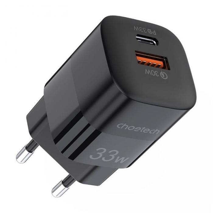 Kabeļi - Wall charger Choetech PD5006 30W, A+C dual port (black) PD5006-EU-BK - ātri pasūtīt no ražotāja