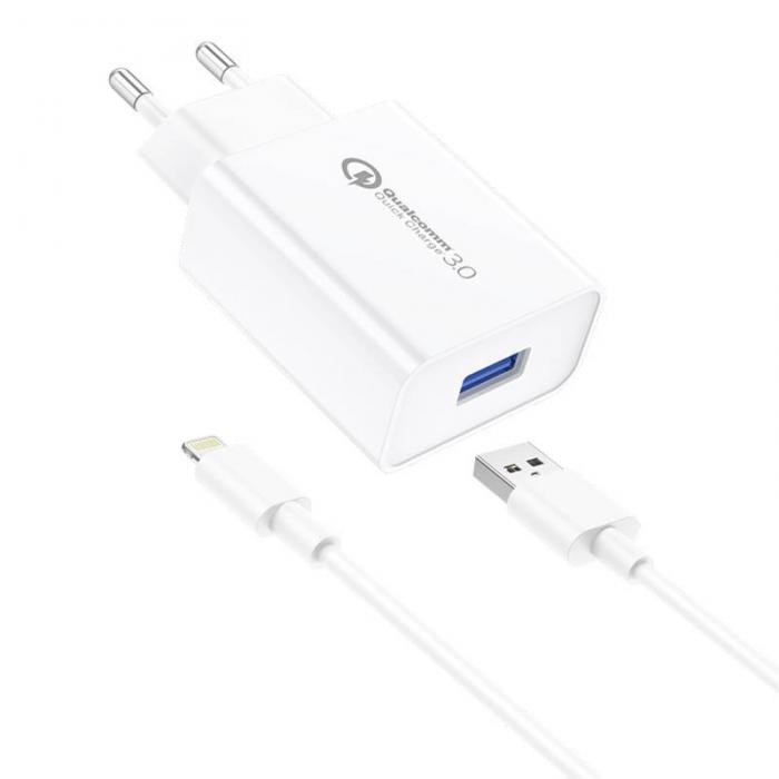 Mobilo tālruņu, planšetdatoru, GPS lādētāji - Foneng EU13 Wall Charger + USB to Lightning Cable, 3A (White) EU13 iPhone - ātri pasūtīt no ražotāja