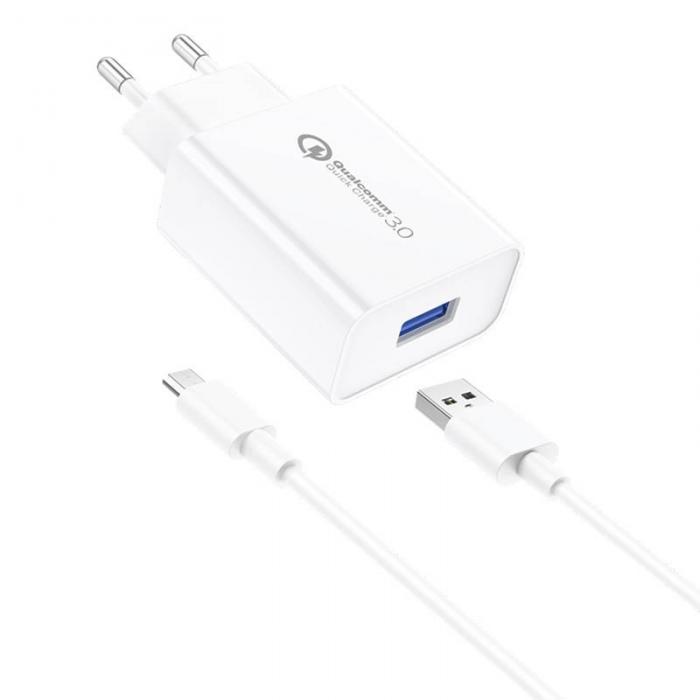 Kabeļi - Wall Charger Foneng EU13 + USB to Micro USB Cable, 3A (White) EU13 Micro - ātri pasūtīt no ražotāja