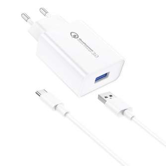 Wall charger - Foneng EU13 Wall Charger + USB to USB-C Cable, 3A (White) EU13 Type-C - quick order from manufacturer