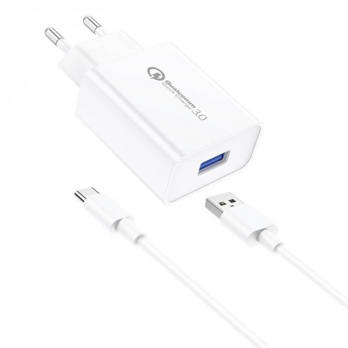 Mobilo tālruņu, planšetdatoru, GPS lādētāji - Foneng EU13 Wall Charger + USB to USB-C Cable, 3A (White) EU13 Type-C - ātri pasūtīt no ražotāja