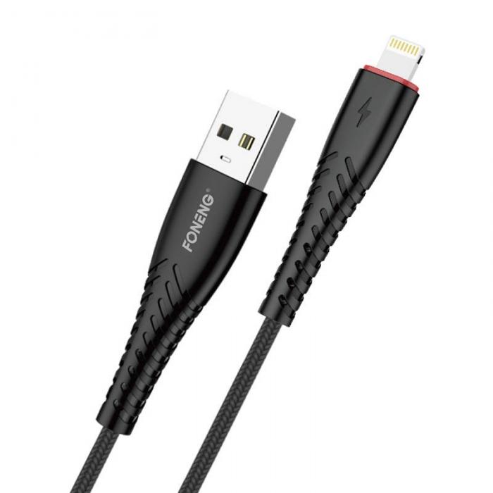 Kabeļi - Cable USB braid data Foneng X15 iPhone (black) X15 iPhone / Black - быстрый заказ от производителя