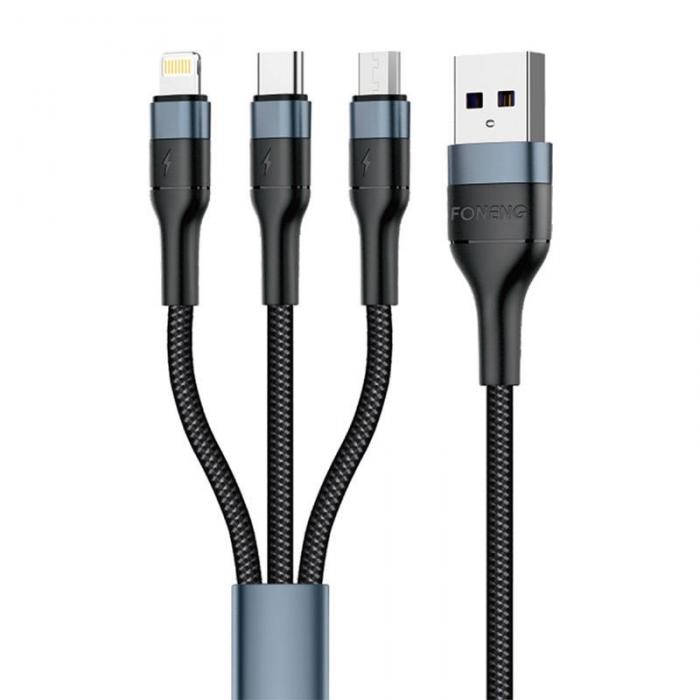 Cables - Cable USB Foneng X51 3in1 (black) X51 3 in 1 / Black - quick order from manufacturer