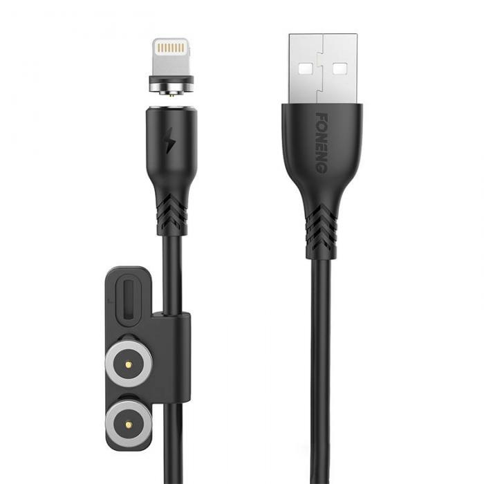 Kabeļi - Cable USB with magnet Foneng X62 3w1 (black) X62 3 in 1 / Black - быстрый заказ от производителя