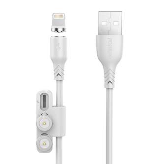 Kabeļi - Cable USB with magnet Foneng X62 3w1 (white) X62 3 in 1 / White - ātri pasūtīt no ražotāja