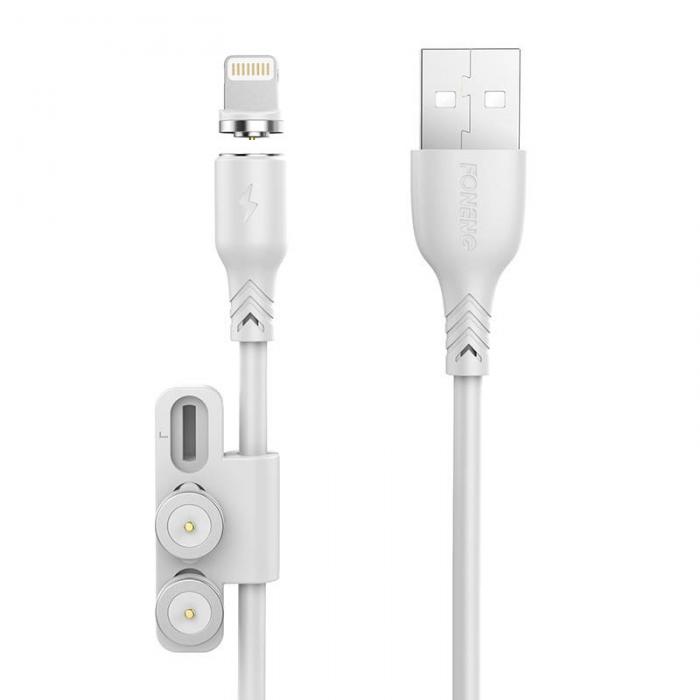 Kabeļi - Cable USB with magnet Foneng X62 3w1 (white) X62 3 in 1 / White - быстрый заказ от производителя