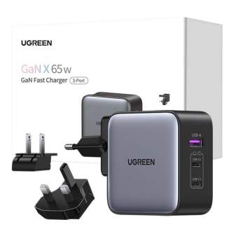 Wall charger - Ugreen Nexode wall charger, 2x USB-C + USB, 65W 90409 - quick order from manufacturer