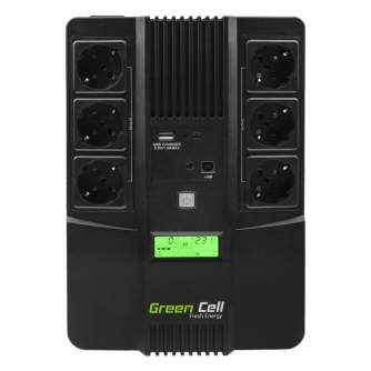 AC adapteri, strāvas vadi - Uninterruptible power supply UPS Green Cell AiO 800VA 480W UPS07 - ātri pasūtīt no ražotāja