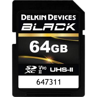 Atmiņas kartes - DELKIN SD BLACK RUGGED UHS-II (V90) R300/W250 64GB (NEW) DSDBV9064BX - быстрый заказ от производителя