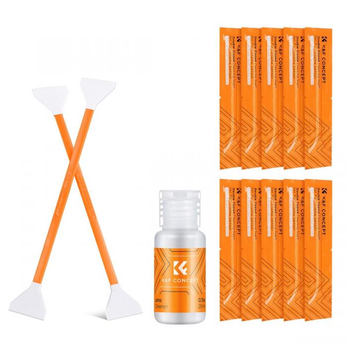 Новые товары - K&F Concept 10Pcs Double-Headed Cleaning Stick + 20ML Cleaning Solution SKU.1965 - быстрый заказ от производителя