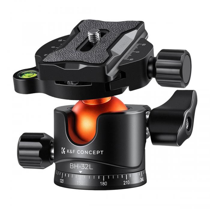 Statīvu galvas - K&F Concept 32mm Metal Tripod Ball Head 360 Degree Rotating Panoramic with - ātri pasūtīt no ražotāja