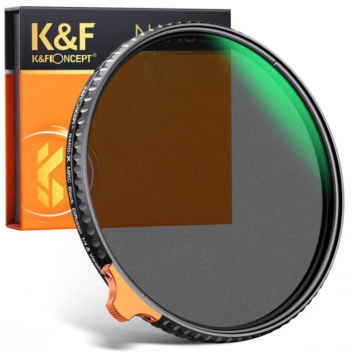 ND neitrāla blīvuma filtri - K&F Concept 62mm Black Mist 1/4 and ND2-ND32 (1-5 Stop) Variable ND Lens Filter - быстрый заказ от