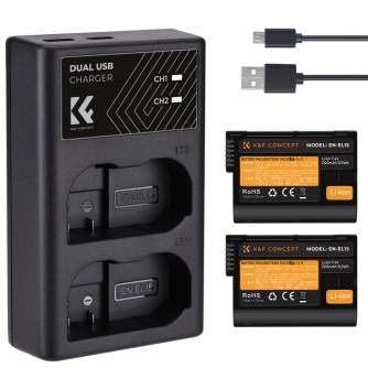 Camera Batteries - K&F Concept EN-EL15 2000mAh Digital Camera Dual Battery with Dual Channel Charger, - quick order from manufacturer