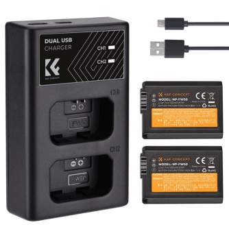 K&F Concept FW50 1030mAh Digital Camera Dual Battery with Dual Channel Charger,