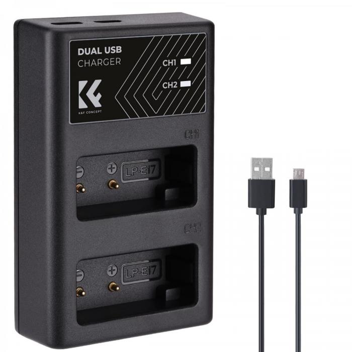 Chargers for Camera Batteries - K&F Concept LP-E17 Digital Camera Dual Channel Charger with type c Charging - quick order from manufacturer