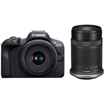 Bezspoguļa kameras - Canon EOS R100 RF-S 18-45mm IS STM + RF-S 55-210mm IS STM Mirrorless Camera - быстрый заказ от производител