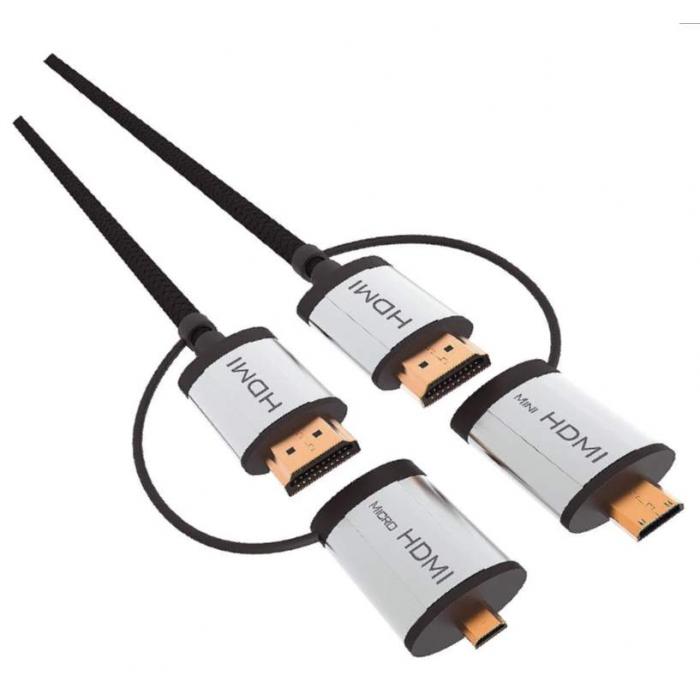 Wires, cables for video - Omega cable + adapters HDMI 1.5m micro HDMI or mini HDMI (43865) - buy today in store and with delivery