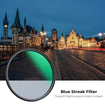 Zvaigžņu filtri - K&F Concept 77mm,Blue Streak Filter,2mm Thickness, HD, Waterproof, Anti Scratch, Green Coated KF01.2101 - ātri pasūtīt no ražotāja