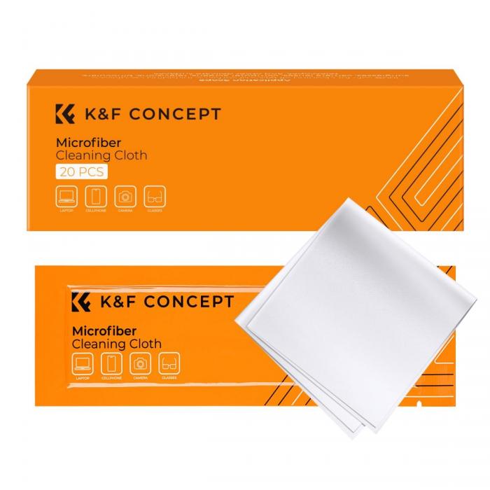 Foto kameras tīrīšana - K&F Concept 20pcs* Microfiber Cleaning cloth Kit, 15*15cm, White, Dry, in vacuum SKU.1685 - ātri pasūtīt no ražotāja