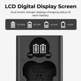 Camera Batteries - K&F Concept NP-W235 2200mAh Digital Camera Dual Battery with Dual Channel Charger, for Fuji Camera Charger KF28.0018 - quick order from manufacturer