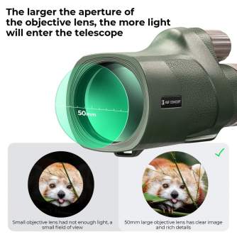 Rifle Scopes - K&F Concept 12*50 BAK4 High Checklist Binoculars with Aka Dovetail Slot Army green KF33.073 - quick order from manufacturer