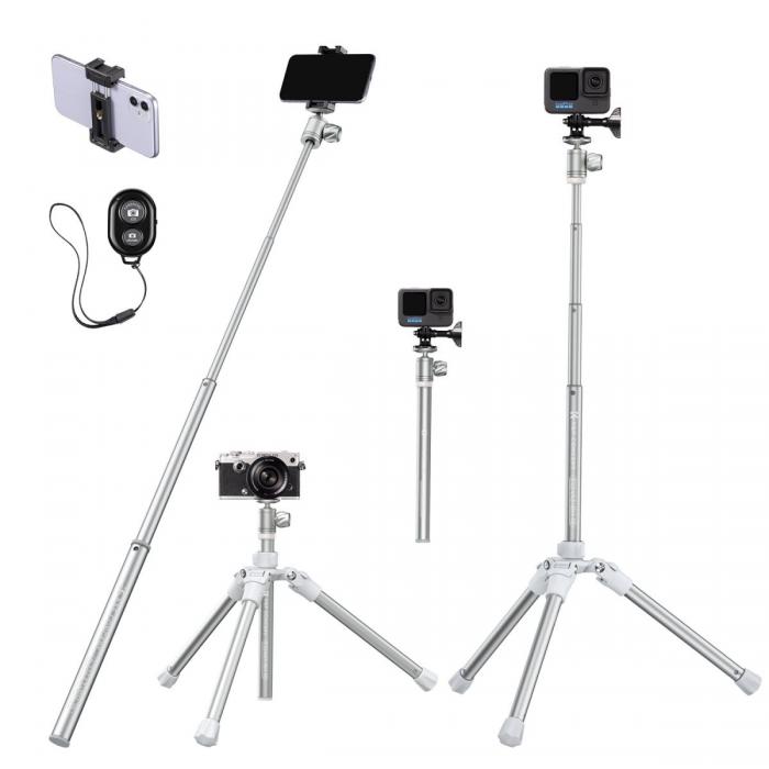 Statīvu aksesuāri - K&F Concept 1,7m Eccentric Tube Cellphone Tripod, Lightweight Super Portable Selfie Stick, DSLR Camera Tripod E224A3+BH-18 Si... - ātri pasūtīt no ražotāja