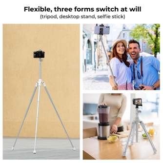 Statīvu aksesuāri - K&F Concept 1,7m Eccentric Tube Cellphone Tripod, Lightweight Super Portable Selfie Stick, DSLR Camera Tripod E224A3+BH-18 Si... - ātri pasūtīt no ražotāja