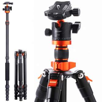 Photo Tripods - K&F Concept 1.6m Carbon Fiber Lightweight Travel Tripod with 36mm Metal Ball Head Load Capacity 8kg,Quick Release Plate,for .. - buy today in store and with delivery