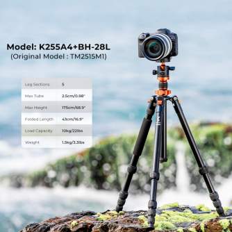 Statīvu aksesuāri - K&F Concept 1.6m Carbon Fiber Lightweight Travel Tripod with 36mm Metal Ball Head Load Capacity 8kg,Quick Release Plate,for D... - ātri pasūtīt no ražotāja