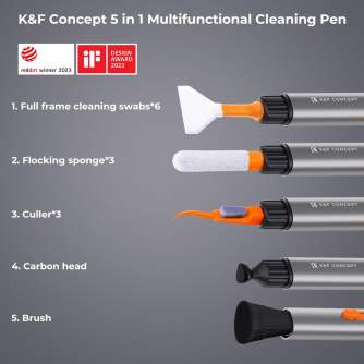 Foto kameras tīrīšana - K&F Concept Aluminum Versatile Switch Cleaning Pen Kit ( Cleaning Pen + APS-C Sensor Cleaning Swab*6+ Flocki SKU.1975 - ātri pasūtīt no ražotāja