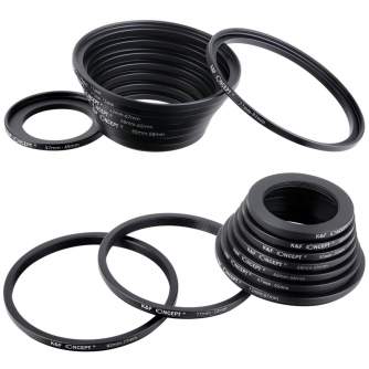 Objektīvu adapteri - K&F Concept K&F 18 Pieces Filter Ring Adapter Set, Camera Lens Filter Metal - быстрый заказ от производите