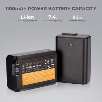 Chargers for Camera Batteries - K&F Concept FW50 1030mAh Digital Camera Dual Battery with Dual Channel Charger, - quick order from manufacturer