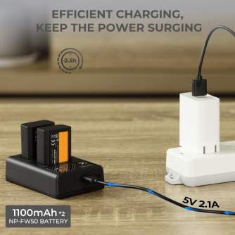 Chargers for Camera Batteries - K&F Concept FW50 1030mAh Digital Camera Dual Battery with Dual Channel Charger, - quick order from manufacturer