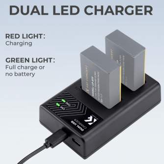 Kameras bateriju lādētāji - K&F Concept LP-E17 Digital Camera Dual Channel Charger with type c Charging - ātri pasūtīt no ražotāja