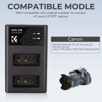 Chargers for Camera Batteries - K&F Concept LP-E17 Digital Camera Dual Channel Charger with type c Charging - quick order from manufacturer