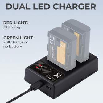 Kameras bateriju lādētāji - K&F Concept LPE6NH Digital Camera Dual Channel Charger with type c Charging - ātri pasūtīt no ražotāja