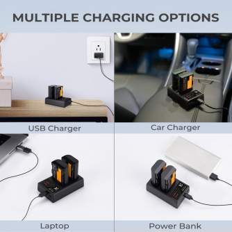 Chargers for Camera Batteries - K&F Concept LPE6NH Digital Camera Dual Channel Charger with type c Charging - quick order from manufacturer