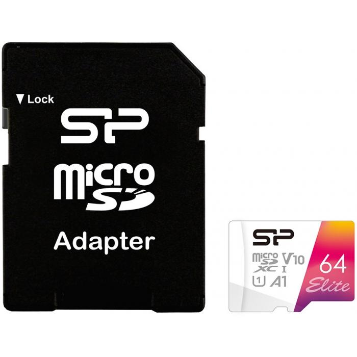 Zibatmiņas - Silicon Power memory card microSDXC 64GB Elite + adapter SP064GBSTXBV1V20SP - быстрый заказ от производителя