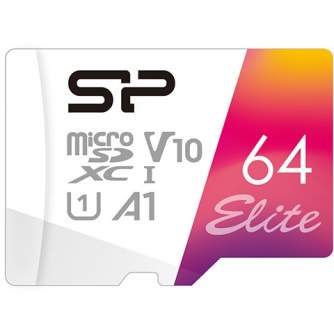 Zibatmiņas - Silicon Power memory card microSDXC 64GB Elite + adapter SP064GBSTXBV1V20SP - быстрый заказ от производителя