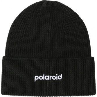 New - Polaroid Black Beanie Hat 124934 6316 - Simple Design, Embroidered Logo. - quick order from manufacturer